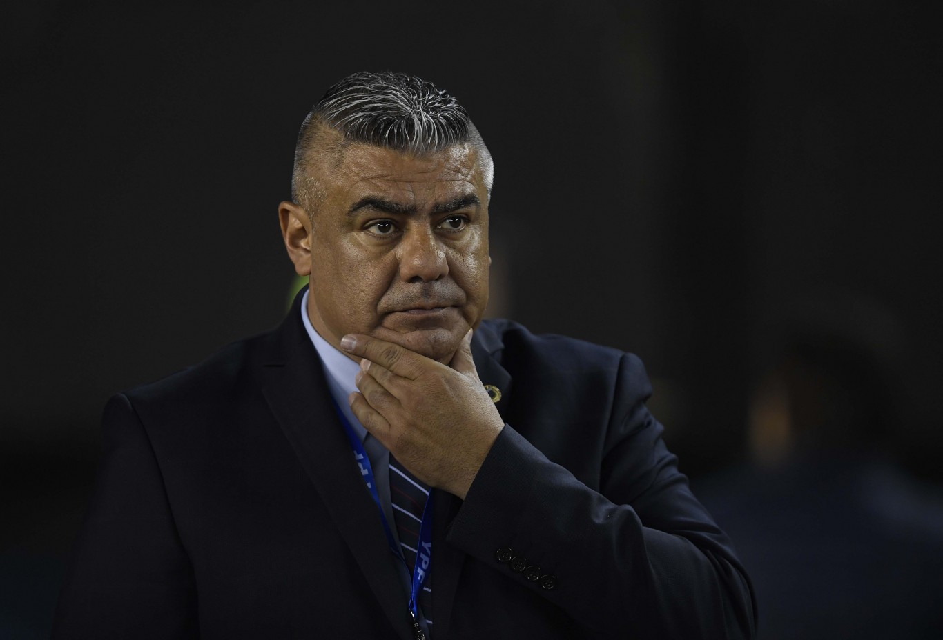 Claudio Chiqui Tapia en la sede de AFA tras conocerse el escándalo por evasión fiscal