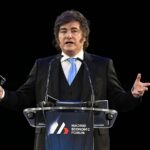 Javier Milei durante su discurso en Madrid Economic Forum ante empresarios españoles.