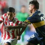 Miguel Merentiel celebra el gol del empate entre Boca y Unión en Santa Fe.