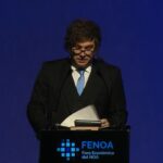 Javier Milei durante su discurso en Tucumán defendiendo el modelo económico de Milei ante empresarios del NOA.