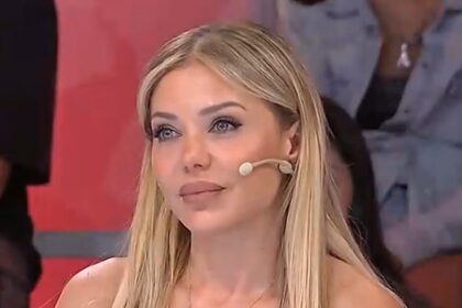 Evangelina Anderson explicando en una entrevista televisiva su vínculo con Ian Lucas.