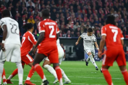 Festejo de los jugadores alemanes tras la victoria del conjunto bávaro ante Real Madrid