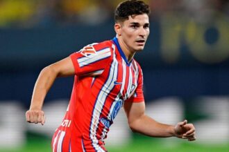 El atacante de la Selección Argentina durante un encuentro continental luego de que el Atlético de Madrid aclaró las condiciones de su venta.