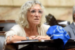 Diputada Mónica Frade en el Congreso tras realizar acusaciones contra Manuel Adorni por su patrimonio
