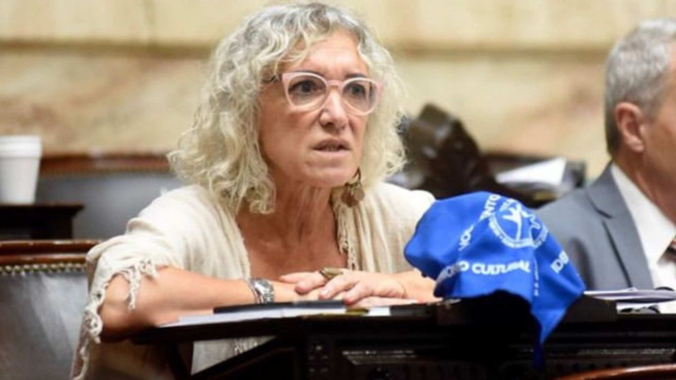 Diputada Mónica Frade en el Congreso tras realizar acusaciones contra Manuel Adorni por su patrimonio