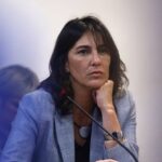 La diputada nacional Natalia de la Sota durante una alocución en el Parlamento en el momento exacto en que Natalia de la Sota criticó al oficialismo.