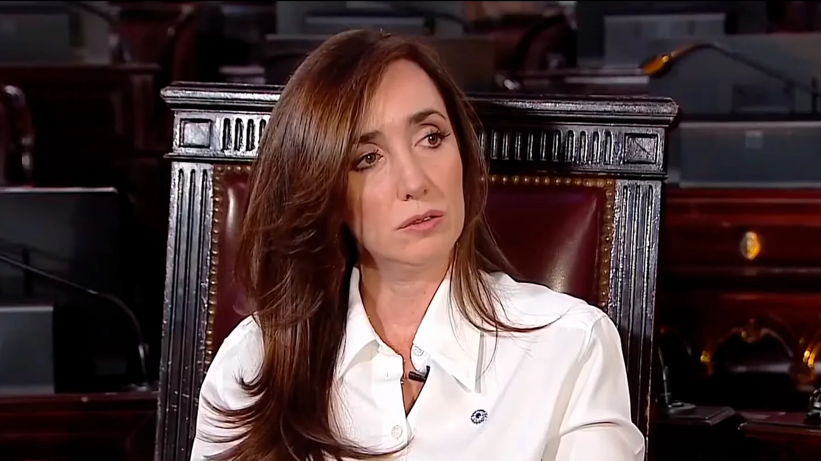 Interior del Salón Azul del Senado donde se originó el fuerte cruce de Victoria Villarruel