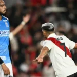 Los futbolistas millonarios festejan la goleada de River ante Blooming en el Estadio Más Monumental por Copa Sudamericana
