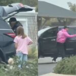 El futbolista saluda cordialmente a los allegados de su exesposa durante el reencuentro de Mauro Icardi con sus hijas Francesca e Isabella.