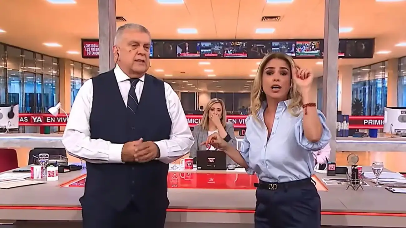 Luis Ventura y Marina Calabró en la primera emisión de PrimiciasYa donde el periodista apuntó contra Karina Mazzocco