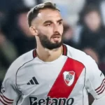 Germán Pezzella durante un partido con River ante la posibilidad de volver al plantel.
