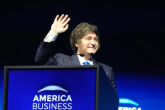 Javier Milei durante una entrevista en la que acusó a Brasil de financiar una presunta campaña antiargentina.