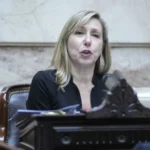 Myriam Bregman durante sus críticas a Milei por la ley de tierras