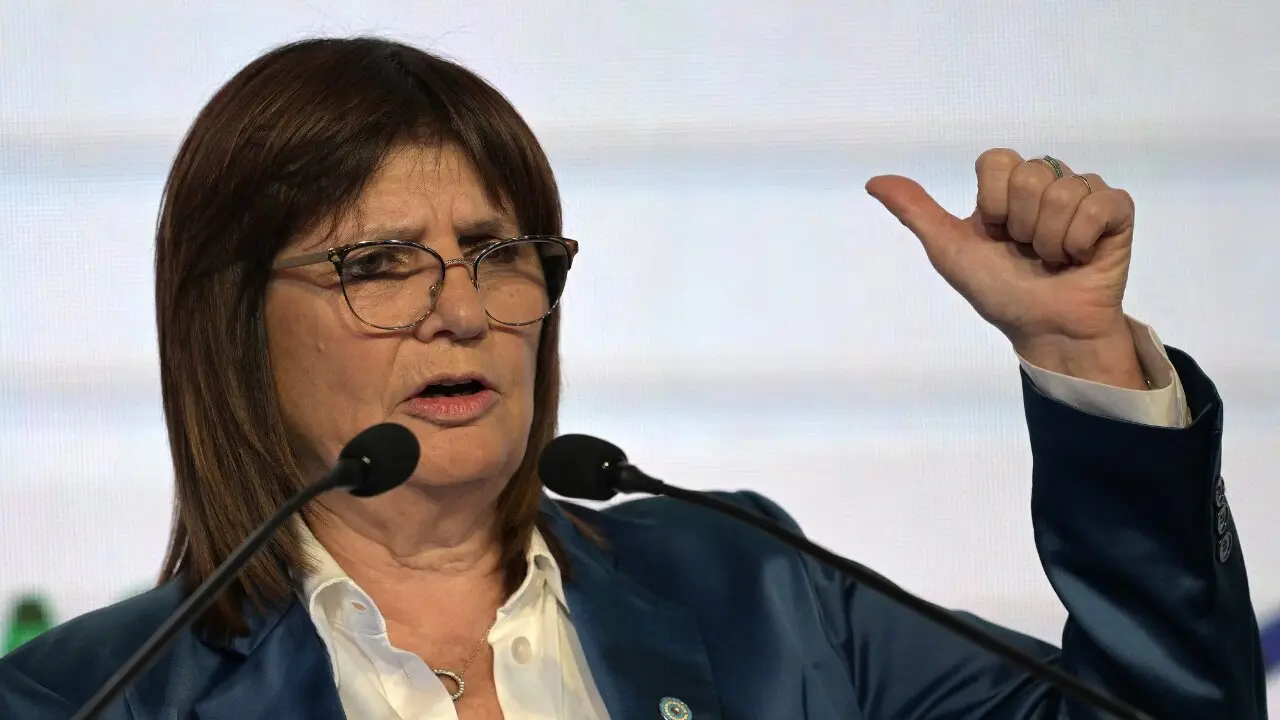 Patricia Bullrich sosteniendo la bandera argentina frente a la campaña contra la Argentina en redes